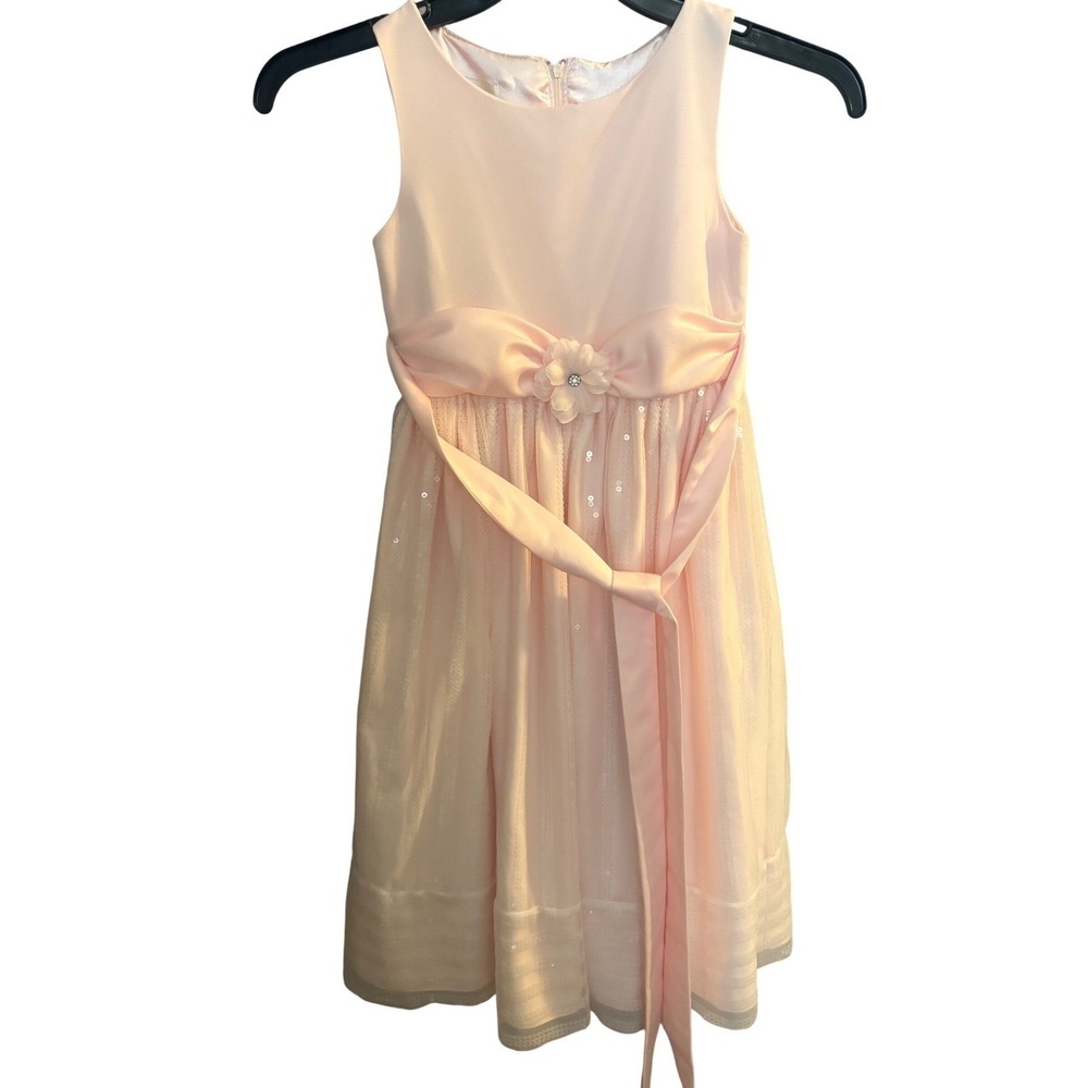 Cinderella Pink Flower Sequin Tulle Dress Girls Size 10 Formal